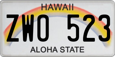 HI license plate ZWO523
