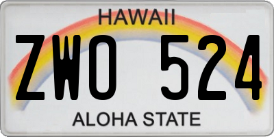 HI license plate ZWO524
