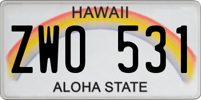 HI license plate ZWO531