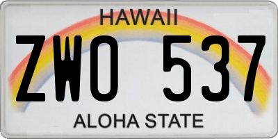 HI license plate ZWO537