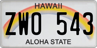 HI license plate ZWO543