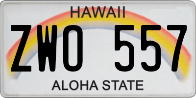 HI license plate ZWO557