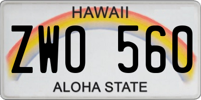HI license plate ZWO560