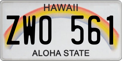 HI license plate ZWO561
