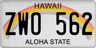 HI license plate ZWO562