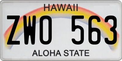 HI license plate ZWO563