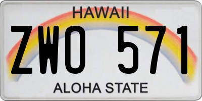 HI license plate ZWO571