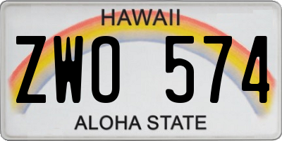 HI license plate ZWO574