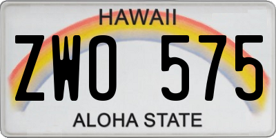 HI license plate ZWO575