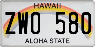 HI license plate ZWO580