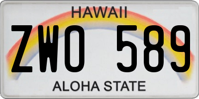 HI license plate ZWO589