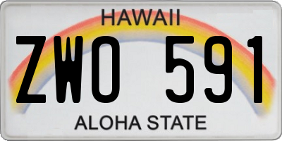 HI license plate ZWO591