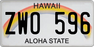HI license plate ZWO596