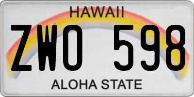 HI license plate ZWO598