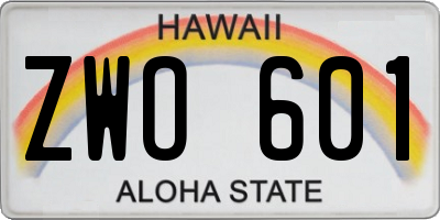 HI license plate ZWO601