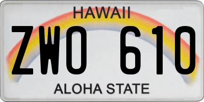 HI license plate ZWO610