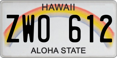 HI license plate ZWO612
