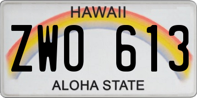 HI license plate ZWO613