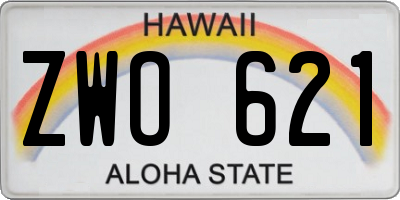 HI license plate ZWO621