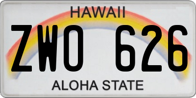 HI license plate ZWO626