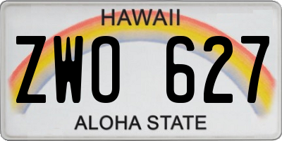 HI license plate ZWO627