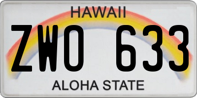 HI license plate ZWO633