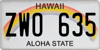 HI license plate ZWO635