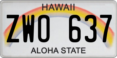 HI license plate ZWO637