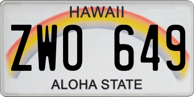 HI license plate ZWO649