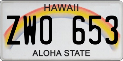 HI license plate ZWO653