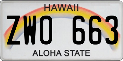 HI license plate ZWO663