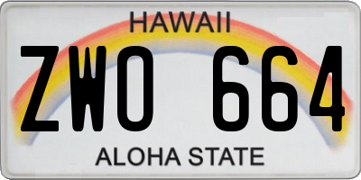 HI license plate ZWO664