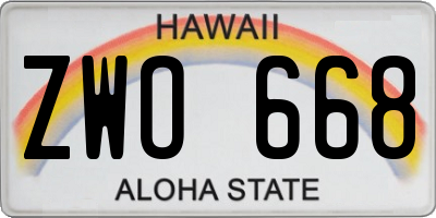 HI license plate ZWO668