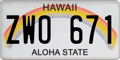 HI license plate ZWO671