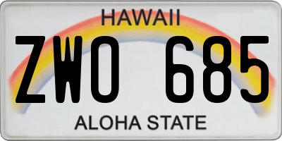 HI license plate ZWO685