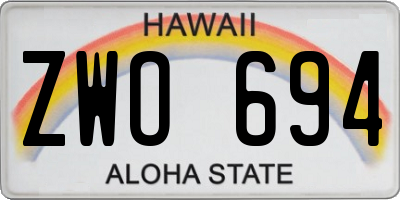 HI license plate ZWO694