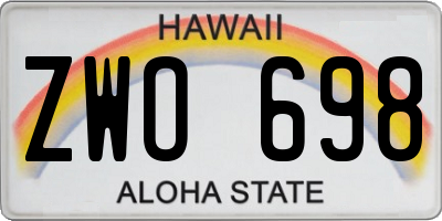 HI license plate ZWO698