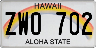 HI license plate ZWO702