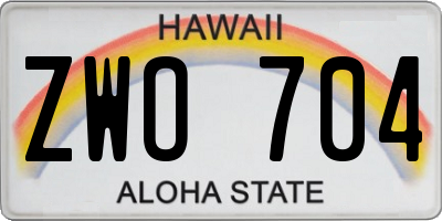 HI license plate ZWO704