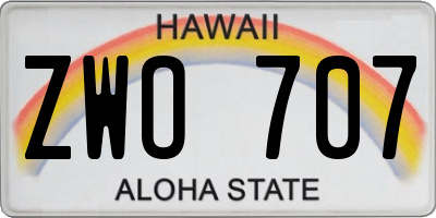 HI license plate ZWO707