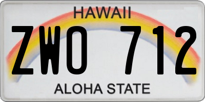 HI license plate ZWO712