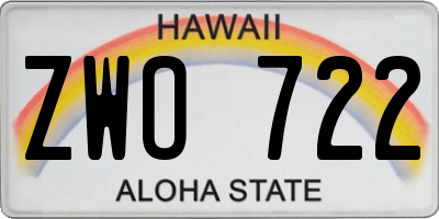 HI license plate ZWO722