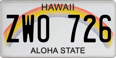 HI license plate ZWO726