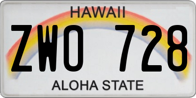 HI license plate ZWO728