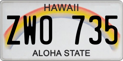 HI license plate ZWO735