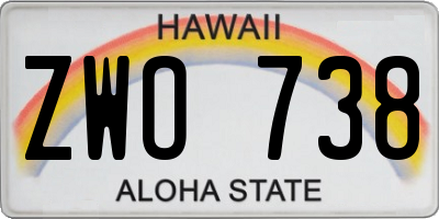 HI license plate ZWO738