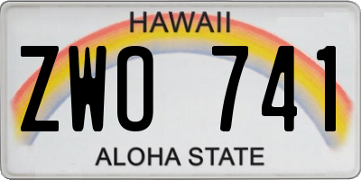 HI license plate ZWO741