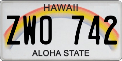 HI license plate ZWO742