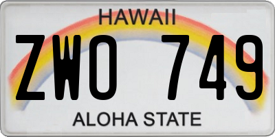 HI license plate ZWO749