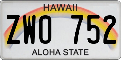 HI license plate ZWO752